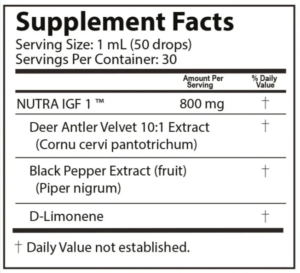 Nutra IGF+ supplement facts